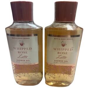 2 x Bath & Body Works WHIPPED ROSE LATTE Aloe & Vitamin E shower gel - Lot of 2